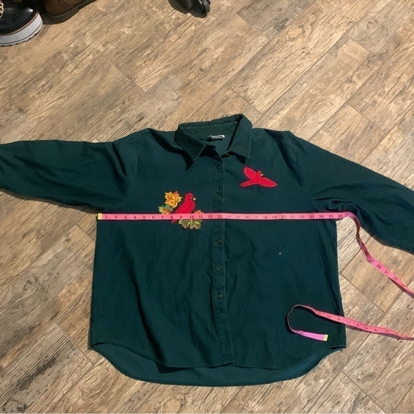 Bonworth forest green corduroy long sleeve button-up with cardinal patches - Picture 4 of 6